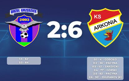Klasa Okręgowa: Orzeł Grzędzice 2:6 Arkonia Szczecin